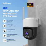 SriHome SH056 PTZ Security Camera 3MP 2K Ultra HD Full Color Night Vision Human Motion Two-Way Audio Visual Alarm IP66 Waterproof WIFI IP Surveillance Camera with APP Remote Control for Outdoor Safety