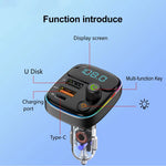 Car FM Transmitter PD Type C Dual USB Ambient Player MP3 Charger Bluetooth 5.3 Wireless Light Handsfree PD QC3.0