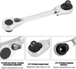 2-in-1 Mini Socket Ratchet Wrench 72-Tooth Dual-Head Design Chrome-Plated Accepts 1/4" Hex Bits Magnetic Power for Tight Spaces