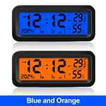 Solar Car Digital Clock Date Week Temperature Humidity LCD Backlit Display for Dashboard Car Clock Automobiles Internal Stick-On