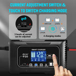 LinkMejor 15A/20A Smart Battery Charger Automatic Pulse Repair Charge for Lead-Acid Lithium LiFePO4 Battery Car Motorcycle Charger