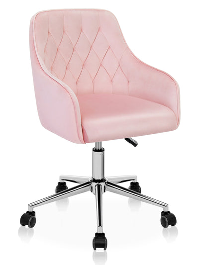 LinkMejor Velvet Office Chair Cute Vanity Chair with Wheels for Bedroom Upholstered Task Chair for Home Office