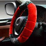 Car Steering Wheel Cover  Winter Warm Fluffy Plush Short Plush Universal 15-Inch Cute Cartoon Ear Shape Car Steering Wheel Protective Cover