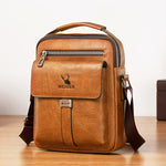 LinkMejor PU Leather Men's Messenger Bag Trend Retro Business Men's Shoulder Bag Waterproof Carry-on Bag Crossbody Bag Men's Backpack