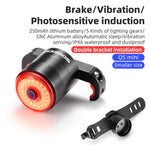 LinkMejor Q5 Mini Smart Auto Bike Taillight Vibration Sensing Light Sensitivity Brake Rear Light IPx6 Waterproof Type-C Charging Bicycle Lump for MTB Road Night Cycling