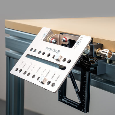 LinkMejor H040 BenchTop Quick Mount Hinge System Universal Aluminum Stainless Steel Compatible with Tracks Featuring T-Slot Precision Machined Quad Setup for Woodworking and Routing