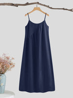 LinkMejor Plus Size Womens Long Dress Casual Sleeveless Solid Summer Long Maxi Dress