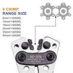 1 Set Battery Cable Copper Lug Crimping Tool HX-50B 10-1 AWG With 60Pcs Copper Ring Terminals 8 Sizes Cable Lugs Set