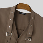 LinkMejor Mens Tie Design Long Sleeve Shirt Casual Solid Color Fashion Design Men Top Loose Fit