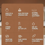 Comfook Cordless Electric Coffee Grinder 40 Levels Adjustable 1800mAh Rechargeable Battery Smart Auto Stop Portable Grinder for Home Car Camping