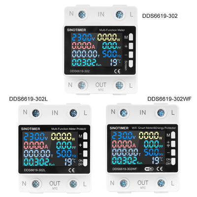 DDS6619 Tuya Smart WiFi Multifunctional Energy Meter 170~270V Voltage Range 0~63A Current Over/Under-Voltage Protection Remote Access High Accuracy Power Consumption Monitor