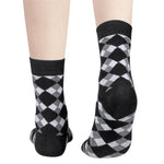 LinkMejor 5 Pairs Of Men's Trendy Checkered Pattern Mid Calf Crew Socks, Breathable Cotton Blend Comfy Casual Sports Socks For Outdoor Fitness Basketball Running
