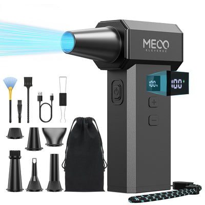 LinkMejor ELEVERDE ME-CA3 Electric Air Duster 220000 RPM Powerful Air Blower for PC Keyboard Car Cleaning One Touch Turbo Stepless Speed Control Dual Display 2 Hour Runtime