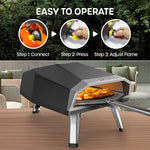 [US Direct] ECOWELL EPO120 Pizza Oven Outdoor Stove 12"Outside Stone/Peel, Infrared Thermometer and Portable Waterproof Cover Pizza Oven