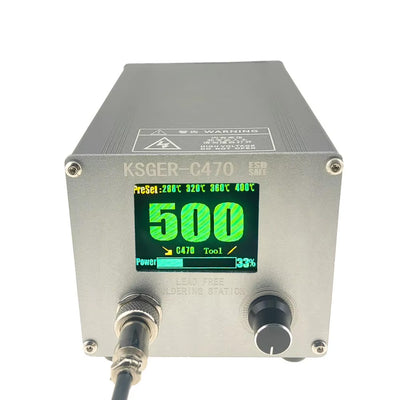LinkMejor C470 Soldering Station 500W 1.8 Inch Display AC110-220V 500°C Multilingual Sleep/Standby For JBC C470/C245/C210/C115 Tips Aluminum Alloy Case
