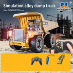 Huina Toys RTR 1534 1/18 2.4G 9CH RC Car Dump Truck Alloy Bucket Cabin LED Light Engineering Remote Control Simulation Construction Vehicles Models Children Kids Gifts