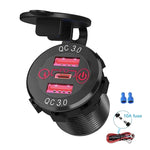 12V-24V 60W Triple USB Car Charger Socket PD3.0 & Dual QC3.0 with Touch Switch Fast Charge Adapter Bus Trailer Boats