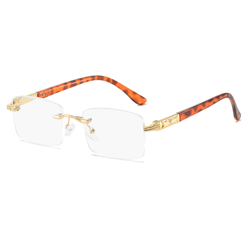 TF-98 Vintage Rimless Reading Glasses Progressive Multifocal Crystal Lenses With Cut Edge Anti-Fatigue HD Eyewear