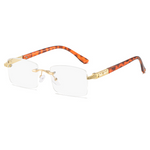 TF-98 Vintage Rimless Reading Glasses Progressive Multifocal Crystal Lenses With Cut Edge Anti-Fatigue HD Eyewear