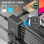 818H 120W 6-Port USB PD Charger 3C+3A Fast Charging Wall Charger Adapter EU Plug for iPhone 12 13 14 14Pro for Samsung Galaxy S23 for Oppo Reno9 for Xiaomi 13pro for Huawei Mate50