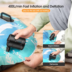 5200mAh Electric Air Pump Portable Air Pump with Fast Inflating/Deflating Rechargeable Electric Pump with 3 Nozzles for Kids Paddling Pool Swimming Pool Airbed Inflatable Boat