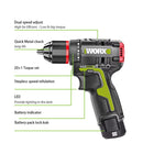 LinkMejor WU130X Cordless Electric Screwdriver Drill 12V Brushless Motor High Torque 40Nm Compact Lightweight Power Tool for Metalworking Wood Concrete Steel