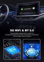 2-in-1 Wireless CarPlay Android Auto Box CP/AA Adapter 5G Wifi & BT 5.0 Support Mobile Phones Vehicles