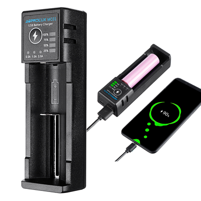LinkMejor® MC01 2 in1 USB Charging Mini Battery Charger Portable Mobile Phone Power Bank Current Optional Charger For 18650 21700 26650 14500 Li-ion Battery