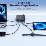 [GaN Tech] Toocki TCT240-33 240W 6-Port USB PD Charger with Smart Digital Display 2USB-A+4USB-C PD3.1 Fast Charging Desktop Charging Station EU Plug for iPhone 17 17Pro 16 Pro Max 15 14 for Xiaomi 17pro for Huawei Mate XTs