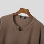 LinkMejor Mens T Shirts Textured Waffle Loose Top Solid Color Casual Short Sleeve T-Shirts
