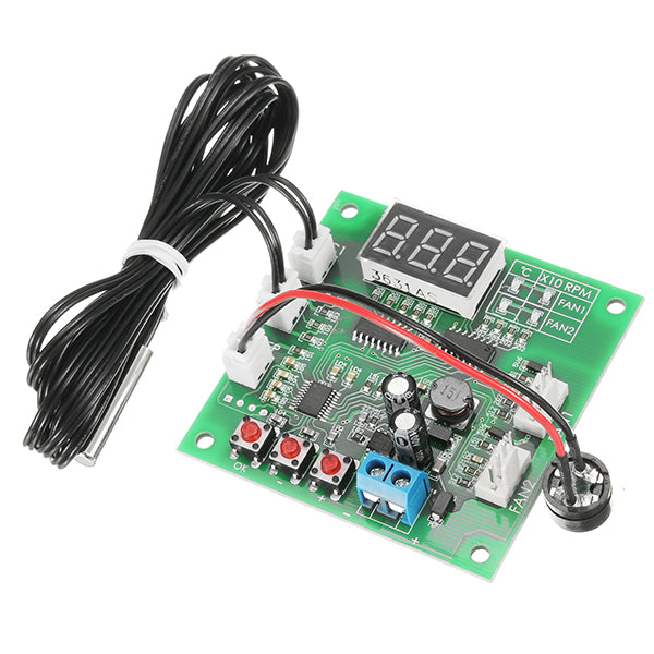 LinkMejor® DC 12V 24V 48V 2 Way Cooling PWM 4 Wire Fan Temperature Controller Temperature Speed Display