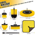 7PCS Set of Drill Brush Cleaning Set Multiple Sizes Nylon Bristles Attachments Extension Rod Compatible with All Most Electric Drill Multi Surface Cleaning Bathroom Kitchen Car Garden