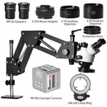 LinkMejor 7X-45X 4K Binocular Stereo Microscope Magnifier Stand Diamond Setting Microscope Camera EU Plug For Jewelry Optical Tools