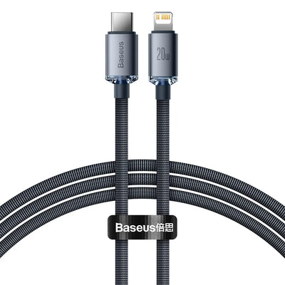 Baseus Crystal Series PD20W Type-C to iP Cable Fast Charging Data Transmission Tinned Copper Core Line 1.2M/2M Long for iPhone 14 14 Plus 13 14 12 for iPad