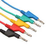 LinkMejor 5Pcs 1M 4mm Silicone Banana Plug to Crocodile Alligator Clip Test Probe Lead Wire Cable