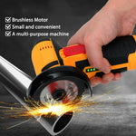 Brushless Motor 3 Inch Cordless Angle Grinder 550W High Power Grinding and Cutting Tool Rechargeable Lithium Battery Pack 19500 RPM Compact Design