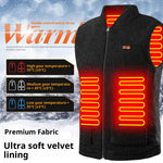 LinkMejor HV-08G Heated Vest 8 Heating Areas USB Charging 3 Gear Temperature Control Grey Plush Windproof Outdoor Winter Warm Clothing