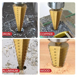 6PCS High-Speed Steel Step Drill Bits Set Titanium Coated 4-12mm 4-20mm 4-32mm Serrated Drill Bits for Metal Plastic Wood Sturdy Tools