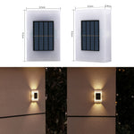 Elfeland 2Pcs 6LED Solar Wall Washer Light 2 Colors Lighting Auto On/Off Waterproof Dual-Side Design 600mAh Battery Solar Power Lamp for Garden Courtyard Landscape