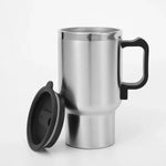 500ML 12V Car Heating Cup Insulated Water Cup Travel Mug Bottle Car Electric Kettle Car Heating Cup Stainless Steel Thermos Heating Water Bottle Car Kettle Thermos Water Tea Milk