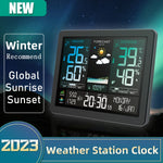 LinkMejor Weather Station Alarm Clock Wireless Indoor Outdoor Thermometer with Atomic Clock Forecast Station with Calendar and Adjustable Backlight