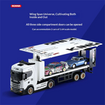 1/64 2.4G 4WD Scania Official Licensed Mini Drift RC Car Container Tractor Trailer Heavy Truck Remote Controlled LED Light with Gyro Full Proportional Vehicles Desktop Toys Models Collection Gift For Boys