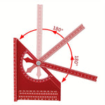 LinkMejor Adjustable 180 Degree Aluminum Alloy 3D Triangle Measuring Ruler Protractor Carpentry Square Metric Inch Scale CNC Scribing Tool