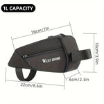 WEST BIKING 1L Bicycle Top Tube Bag Narrow Side Design Velcro Fastening Portable Zipper Storage Cycling Bag for MTB & Road Bikes