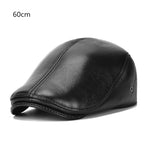 Collrown Men's Outdoor Leather Berets Forward Cap for Autumn Winter Casual Flat Peaked Hat