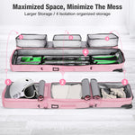 DashingNoah Rolling Ski Bags with Wheel, 155cm-175cm Padded Waterproof Snowboard Bag for Air Travel, Fits Single Ski & Skis with 3 Separation Storage, Unisex Adjustable Length, Pink