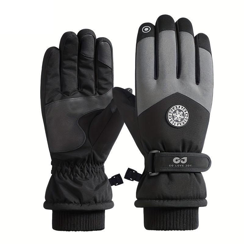 Golovejoy 1 Pair Outdoor Ski Gloves for Men Women Touchscreen Non-Slip Waterproof Thickened Warm Cycling Gloves for Autumn Winter