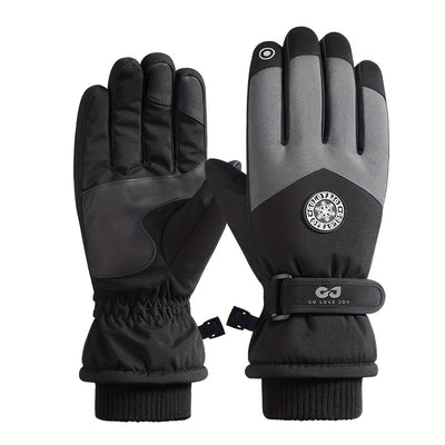 Golovejoy 1 Pair Outdoor Ski Gloves for Men Women Touchscreen Non-Slip Waterproof Thickened Warm Cycling Gloves for Autumn Winter