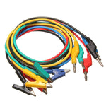 LinkMejor 5Pcs 1M 4mm Silicone Banana Plug to Crocodile Alligator Clip Test Probe Lead Wire Cable