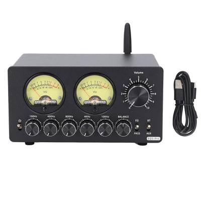 5 Band EQ Equalizer Pre-amplifier bluetooth 5.0 Vintage VU Meter Stereo RCA AUX 100Hz to 10KHz Frequency Control Home Stereo Computer Speakers Amplifiers USB Type C Signal Loss Minimization